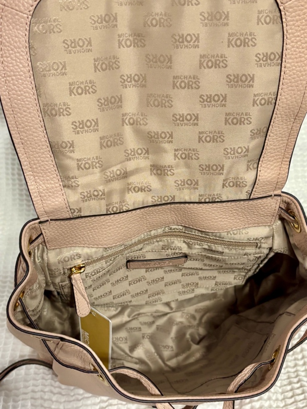 Michael Kors Riley Ballet pink Pebbled Leather Studded Backpack - Picture 3 of 6